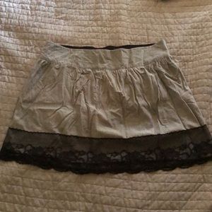 Black pinstripe with black lace detail skirt